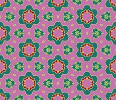 Abstract colorful doodle geometric flower seamless pattern. Floral background. Kaleidoscope mosaic, geo tile of thin line ornament. vector