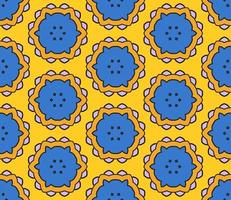 Abstract colorful doodle geometric flower seamless pattern. Floral background. Kaleidoscope mosaic, geo tile of thin line ornament. vector