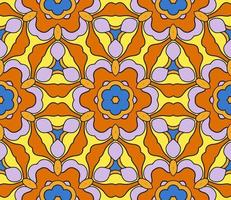Abstract colorful doodle geometric flower seamless pattern. Floral background. Kaleidoscope mosaic, geo tile of thin line ornament. vector