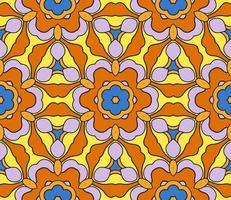 Abstract colorful doodle geometric flower seamless pattern. Floral background. Kaleidoscope mosaic, geo tile of thin line ornament. vector