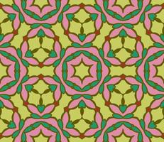Abstract colorful doodle geometric flower seamless pattern. Floral background. Kaleidoscope mosaic, geo tile of thin line ornament. vector