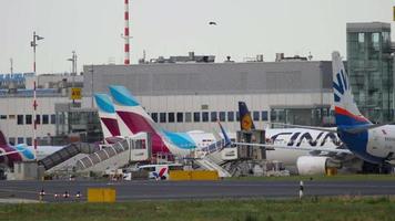 Airplane taxiing before departure from Dusseldorf video