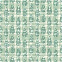 Checkered grunge abstract seamless pattern with doodle rain drops. vector