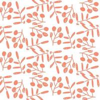 Cute colorful floral seamless pattern with branches and leaves. Doodle forest background. vector
