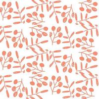 Cute colorful floral seamless pattern with branches and leaves. Doodle forest background. vector