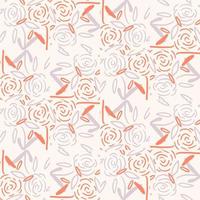 Cartoon abstract floral seamless pattern with flowers, branches and leaves. Floral background. vector