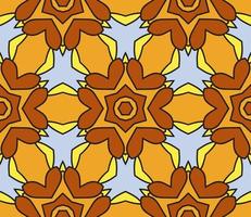 Abstract colorful doodle geometric flower seamless pattern. Floral background. Kaleidoscope mosaic, geo tile of thin line ornament. vector