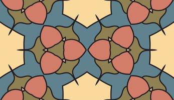 Abstract colorful doodle geometric flower seamless pattern. Floral background. Kaleidoscope mosaic, geo tile of thin line ornament. vector
