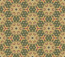 Abstract colorful doodle geometric flower seamless pattern. Floral background. Kaleidoscope mosaic, geo tile of thin line ornament. vector