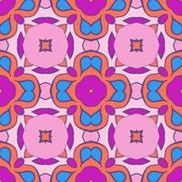 Abstract colorful doodle geometric flower seamless pattern. Floral background. Kaleidoscope mosaic, geo tile of thin line ornament. vector