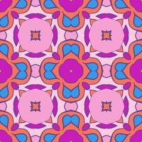 Abstract colorful doodle geometric flower seamless pattern. Floral background. Kaleidoscope mosaic, geo tile of thin line ornament. vector