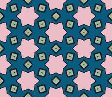 Abstract colorful doodle geometric flower seamless pattern. Floral background. Kaleidoscope mosaic, geo tile of thin line ornament. vector