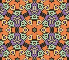 Abstract colorful doodle geometric flower seamless pattern. Floral background. Kaleidoscope mosaic, geo tile of thin line ornament. vector