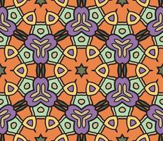 Abstract colorful doodle geometric flower seamless pattern. Floral background. Kaleidoscope mosaic, geo tile of thin line ornament. vector