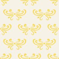 Colorful yellow and beige abstract damask seamless pattern of curls in retro style. Floral vintage background. Art nouveau style design. vector