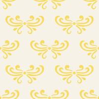 Colorful yellow and beige abstract damask seamless pattern of curls in retro style. Floral vintage background. Art nouveau style design. vector