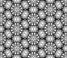 Abstract colorful doodle geometric flower seamless pattern. Floral background. Kaleidoscope mosaic, geo tile of thin line ornament. vector
