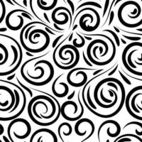 Abstract hand drawn doodle thin line wavy seamless pattern. Curly linear messy background. vector