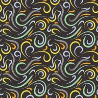 Abstract hand drawn doodle thin line wavy seamless pattern. Curly linear messy background. vector