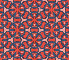 Abstract colorful doodle geometric flower seamless pattern. Floral background. Kaleidoscope mosaic, geo tile of thin line ornament. vector