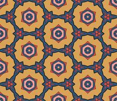 Abstract colorful doodle geometric flower seamless pattern. Floral background. Kaleidoscope mosaic, geo tile of thin line ornament. vector