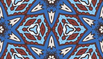 Abstract colorful doodle geometric flower seamless pattern. Floral background. Kaleidoscope mosaic, geo tile of thin line ornament. vector