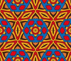 Abstract colorful doodle geometric flower seamless pattern. Floral background. Kaleidoscope mosaic, geo tile of thin line ornament. vector