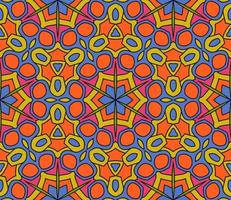 Abstract colorful doodle geometric flower seamless pattern. Floral background. Kaleidoscope mosaic, geo tile of thin line ornament. vector
