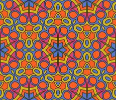 Abstract colorful doodle geometric flower seamless pattern. Floral background. Kaleidoscope mosaic, geo tile of thin line ornament. vector