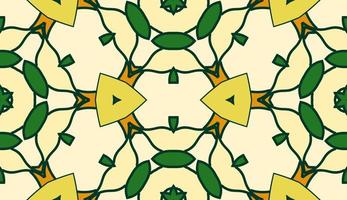 Abstract colorful doodle geometric flower seamless pattern. Floral background. Kaleidoscope mosaic, geo tile of thin line ornament. vector