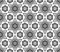 Abstract colorful doodle geometric flower seamless pattern. Floral background. Kaleidoscope mosaic, geo tile of thin line ornament. vector