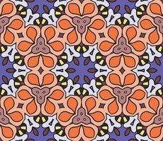 Abstract colorful doodle geometric flower seamless pattern. Floral background. Mosaic, geo tile of thin line ornament. vector