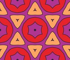 Abstract colorful doodle geometric flower seamless pattern. Floral background. Kaleidoscope mosaic, geo tile of thin line ornament. vector