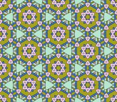 Abstract colorful doodle geometric flower seamless pattern. Floral background. Kaleidoscope mosaic, geo tile of thin line ornament. vector