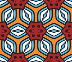 Abstract colorful doodle geometric flower seamless pattern. Floral background. Kaleidoscope mosaic, geo tile of thin line ornament. vector
