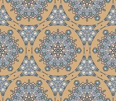 Abstract colorful doodle geometric flower seamless pattern. Floral background. Kaleidoscope mosaic, geo tile of thin line ornament. vector