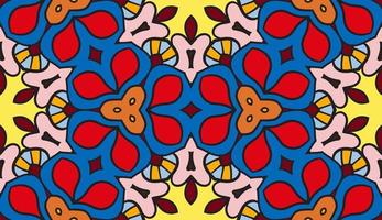 patrón sin costuras de flores geométricas de garabatos coloridos abstractos. fondo floral. mosaico, mosaico geo de adorno de línea delgada. vector