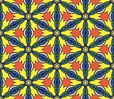 Abstract colorful doodle geometric flower seamless pattern. Floral background. Kaleidoscope mosaic, geo tile of thin line ornament. vector