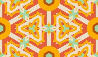 Abstract colorful doodle geometric flower seamless pattern. Floral background. Kaleidoscope mosaic, geo tile of thin line ornament. vector