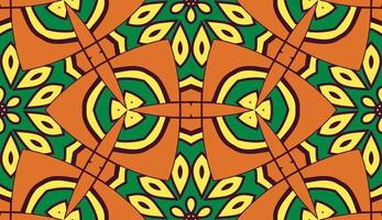 Abstract colorful doodle geometric flower seamless pattern. Floral background. Kaleidoscope mosaic, geo tile of thin line ornament. vector