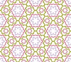 Abstract colorful doodle geometric flower seamless pattern. Floral background. Kaleidoscope mosaic, geo tile of thin line ornament. vector