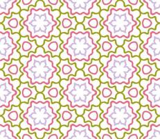 Abstract colorful doodle geometric flower seamless pattern. Floral background. Kaleidoscope mosaic, geo tile of thin line ornament. vector