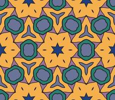 Abstract colorful doodle geometric flower seamless pattern. Floral background. Kaleidoscope mosaic, geo tile of thin line ornament. vector