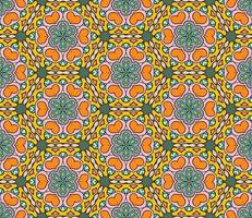 Abstract colorful doodle geometric flower seamless pattern. Floral background. Kaleidoscope mosaic, geo tile of thin line ornament. vector