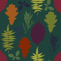 Floral seamless pattern with autumn grunge tree leaves on background. Realistic floral wrapping paper. vector