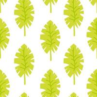 Tropical background with  hand drawn palm leaves on white. Tropic seamless pattern. vector