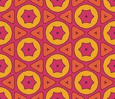 Abstract colorful doodle geometric flower seamless pattern. Floral background. Kaleidoscope mosaic, geo tile of thin line ornament. vector
