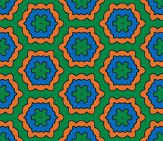 Abstract colorful doodle geometric flower seamless pattern. Floral background. Kaleidoscope mosaic, geo tile of thin line ornament. vector