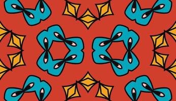 Abstract colorful doodle geometric flower seamless pattern. Floral background. Kaleidoscope mosaic, geo tile of thin line ornament. vector