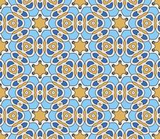 Abstract colorful doodle geometric flower seamless pattern. Floral background. Kaleidoscope mosaic, geo tile of thin line ornament. vector